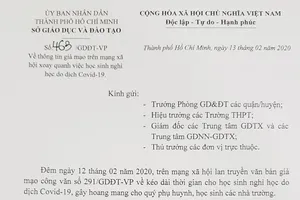 Công an TPHCM vào cuộc điều tra vụ văn bản giả mạo thời gian học sinh đi học lại vì dịch Covid - 19