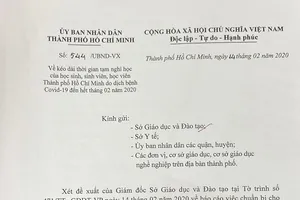 TPHCM: Kiến nghị cho học sinh, sinh viên nghỉ học đến hết tháng 3-2020