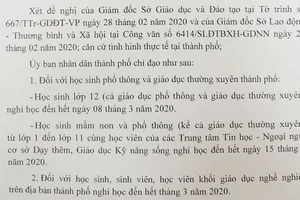 TPHCM: Học sinh nghỉ học đến ngày 15-3, lớp 12 đến ngày 8-3