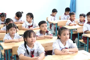 Học sinh lớp 1, Trường Tiểu học Trần Đại Nghĩa (phường Bình Hưng Hòa, TPHCM) trong ngày khánh thành trường vào giữa tháng 5-2026. Ảnh minh họa