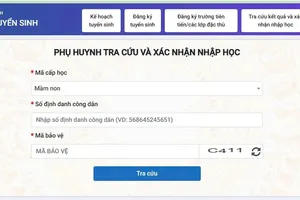 Giao diện màn hình tra cứu kết quả tuyển sinh đầu cấp của TPHCM