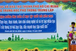 Học sinh Trường THPT Trung Lập tham gia Lễ phát động Tuần lễ hưởng ứng học tập suốt đời năm 2026