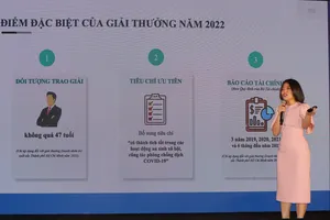 Phó Chủ tịch Hội Doanh nhân trẻ TPHCM Trương Lý Hoàng Phi giới thiệu về tiêu chí xét chọn giải thưởng năm nay