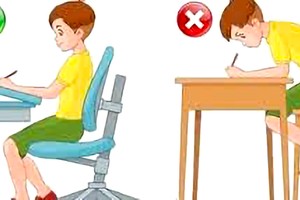 正确坐姿有助避免脊柱侧弯。