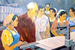 武明画家的《胡伯伯与纺织厂工人》。