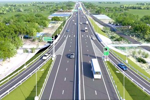 胡志明市环市四路经过平阳省路段配景图。