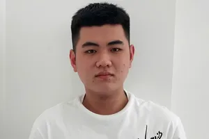 Đối tượng Lê Đan Huy tại cơ quan công an.