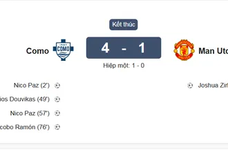 Man United thảm bại 1-4 trước Como: Báo động đỏ
