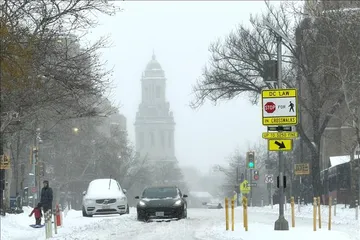 Thủ đô Washington DC phủ trắng trong cơn bão tuyết ngày 25-1. Ảnh: TTXVN