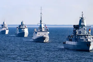 Tàu chiến từ nhiều quốc gia tham gia cuộc tập trận "Northern Coasts 23" ở Biển Baltic, ngoài khơi bờ biển Latvia, ngày 18/9/2023. Ảnh: Getty Images