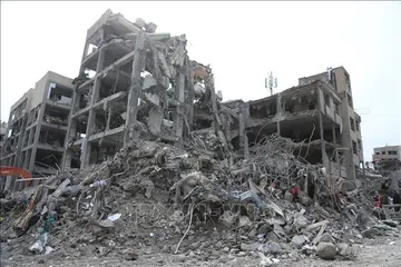 Những tòa nhà bị phá hủy sau các cuộc tấn công tại Tehran ngày 12-3. Ảnh: THX/TTXVN