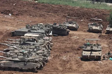 Binh sĩ Israel được triển khai tại khu vực biên giới với Liban ngày 11-5. Ảnh: THX/TTXVN