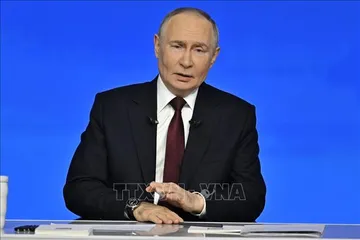 Tổng thống Liên bang Nga Vladimir Putin phát biểu tại Moskva. Ảnh: AA/TTXVN
