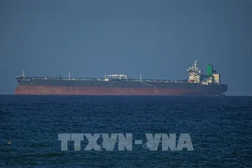 Con tàu di chuyển qua eo biển Hormuz. Ảnh: AA/TTXVN