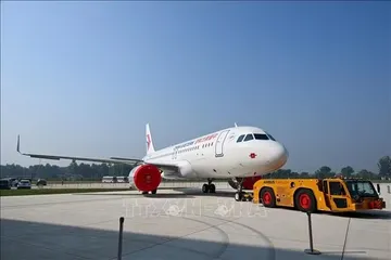 Chiếc máy bay đầu tiên thuộc dòng A320 được lắp ráp tại dây chuyền lắp ráp hoàn thiện mới của Airbus ở Thiên Tân, Trung Quốc, ngày 16-9-2026. Ảnh: THX/TTXVN