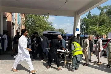 Hiện trường vụ đánh bom ở Kohat, tỉnh Khyber Pakhtunkhwa, Pakistan ngày 18-9. Ảnh: THX/TTXVN