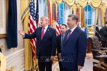 Tổng thống Mỹ Donald Trump tiếp Chủ tịch Trung Quốc Tập Cận Bình tại Nhà Trắng, ngày 24-9. Ảnh: THX/TTXVN phát