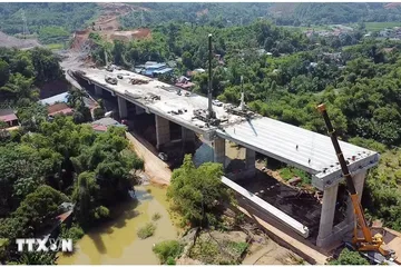 Dự án cao tốc tuyến Chợ Mới-Bắc Kạn qua địa phận xã Thanh Thịnh, tỉnh Thái Nguyên. Ảnh: Trần Trang/TTXVN