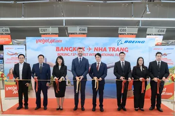 Vietjet Thailand khai trương đường bay quốc tế đầu tiên Băng Cốc - Nha Trang bằng tàu bay Boeing 737-8.