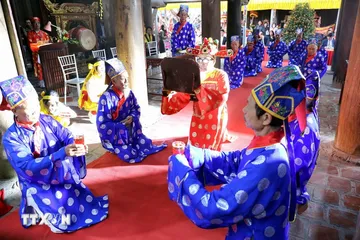 Lễ khai chỉ tại Lễ hội chùa Keo mùa Xuân năm Bính Ngọ 2026. (Ảnh: Thế Duyệt/TTXVN) 