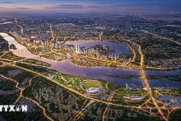 Phối cảnh dự án trục đại lộ cảnh quan sông Hồng trên địa bàn thành phố Hà Nội. (Nguồn: TTXVN)
