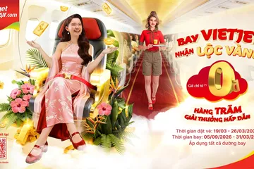 Vietjet khuyến mại giá vé 0 đồng trong tuần lễ vàng