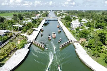 Âu thuyền Ninh Quới, một trong những công trình thủy lợi hiệu quá cho vùng Bán đảo Cà Mau. Ảnh: Trọng Linh.