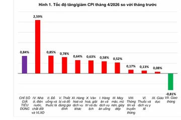 CPI tháng 4 tăng mạnh do biến động giá nhiên liệu 