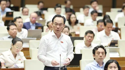 Bộ trưởng Bộ GD-ĐT Hoàng Minh Sơn phát biểu tại nghị trường, sáng 31-10. Ảnh: QUANG PHÚC