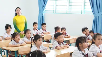 Học sinh Trường Tiểu học Trần Đại Nghĩa (phường Bình Hưng Hòa, TPHCM) trong ngày khánh thành trường vào ngày 19-5-2026