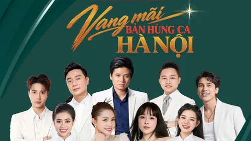 Các ca sĩ, nghệ sĩ tham gia chương trình nghệ thuật đặc biệt “80 năm - Vang mãi bản hùng ca Hà Nội”. Ảnh BTC