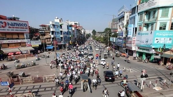Đoạn đầu đường Trường Chinh-Ngã Tư Vọng thuộc dự án xây dựng đường vành đai 2. (Ảnh: Huy Hùng/TTXVN)