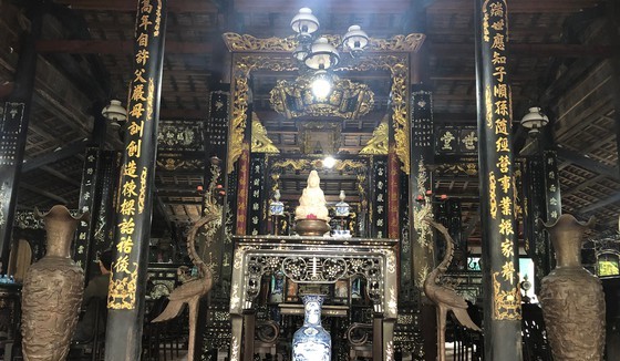 Inside of the house with an ancient architecture style in the feudal regime