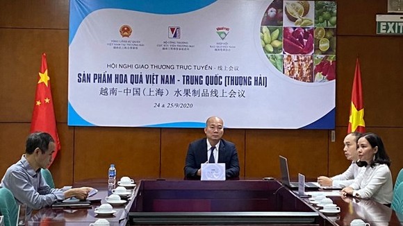 Vietnamese officials at the online business matching event on September 24 (Photo: VNA)