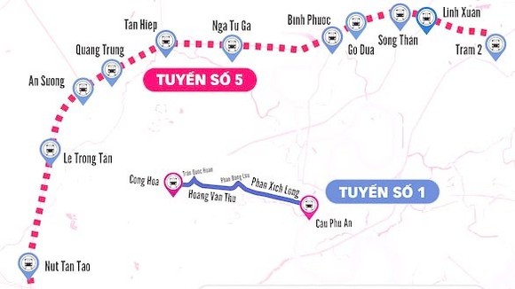 A map of the routes of proposed overhead roads that will help ease traffic congestion in HCM City (Photo: tuoitre.vn)