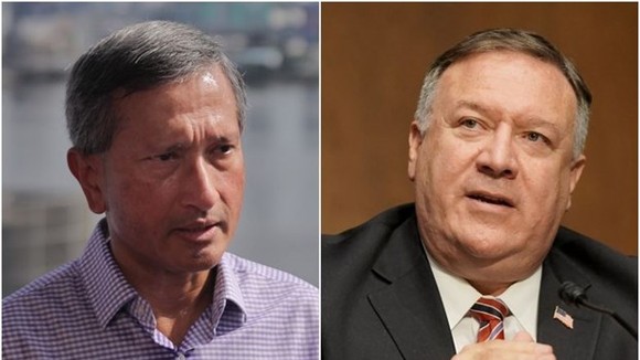 Singaporean Foreign Minister Vivian Balakrishnan and US Secretary of State Mike Pompeo. (Photo: AFP)