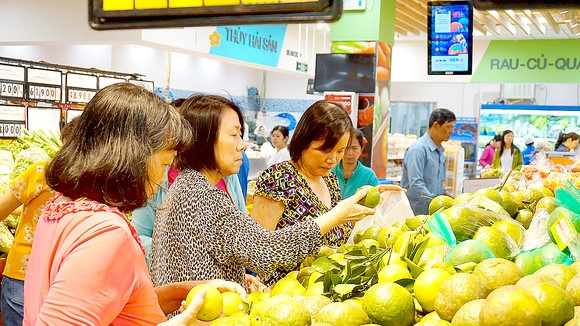 Khách hàng mua trái cây tại hệ thống siêu thị Co.opmart