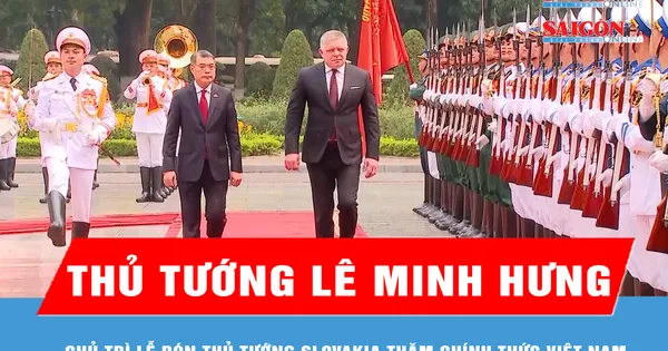 Thủ tướng Lê Minh Hưng chủ trì lễ đón Thủ tướng Slovakia thăm chính thức Việt Nam