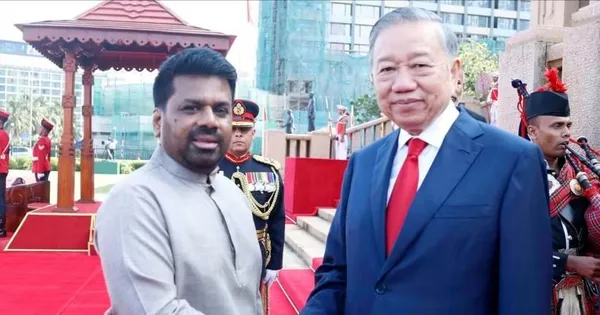 Lễ đón trọng thể Tổng Bí thư, Chủ tịch nước Tô Lâm thăm cấp Nhà nước Sri Lanka