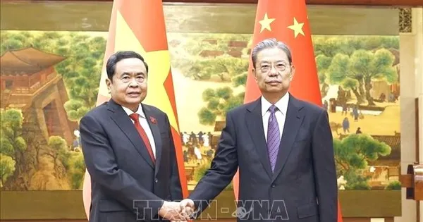 Chủ tịch Quốc hội Trần Thanh Mẫn hội đàm với Ủy viên trưởng Nhân đại toàn quốc Trung Quốc Triệu Lạc Tế