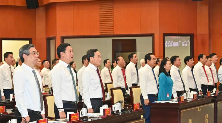 Các đại biểu thực hiện nghi thức chào cờ. Ảnh: VIỆT DŨNG