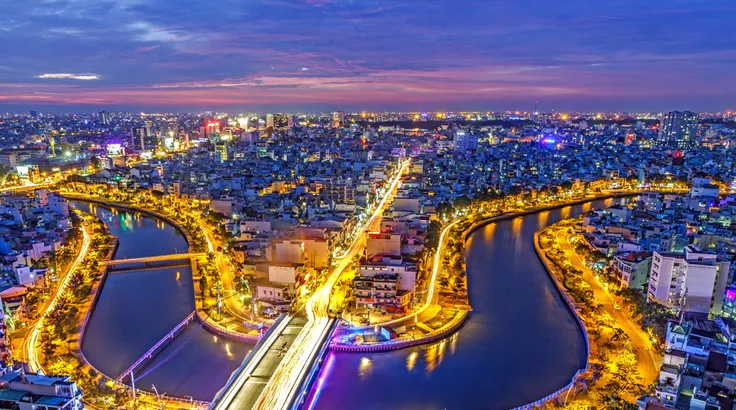Một góc TPHCM nhìn từ trên cao.