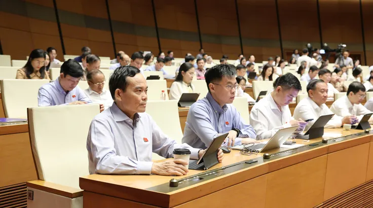 Các đại biểu Quốc hội dự phiên họp sáng 6-8. Ảnh: QUANG PHÚC