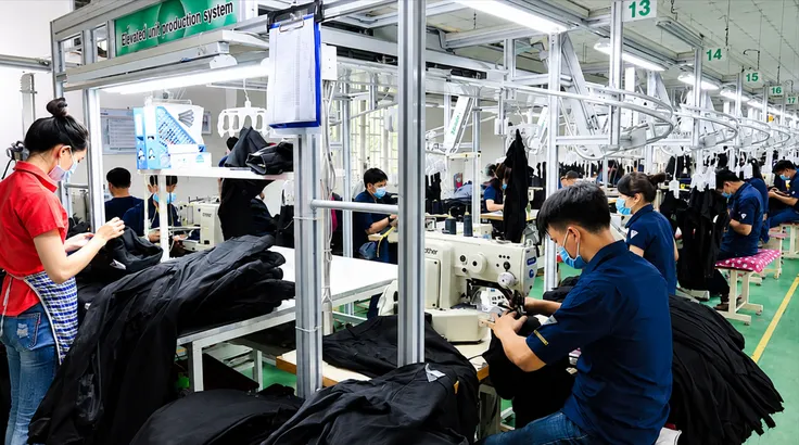 Công nhân sản xuất sản phẩm may mặc tại nhà máy VitaJean (Công ty TNHH Việt Thắng Jean), TPHCM. Ảnh: GIA HÂN