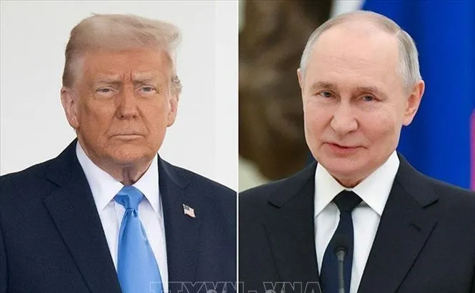 Tổng thống Mỹ Donald Trump (bên trái) và Tổng thống Liên bang Nga Vladimir Putin. Ảnh: Getty Images/TTXVN