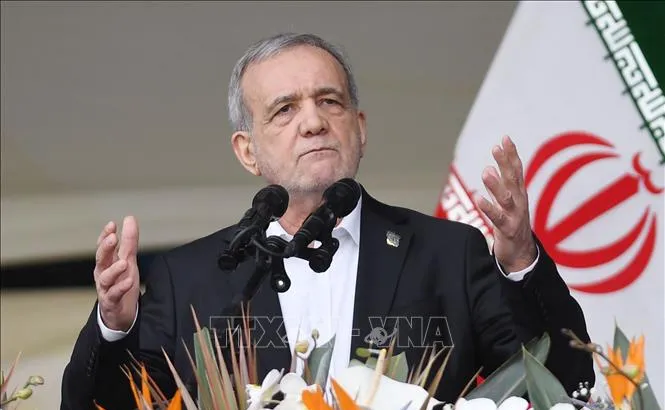 Tổng thống Iran Masoud Pezeshkian phát biểu tại Tehran, ngày 11/2/2026. Ảnh: THX/TTXVN