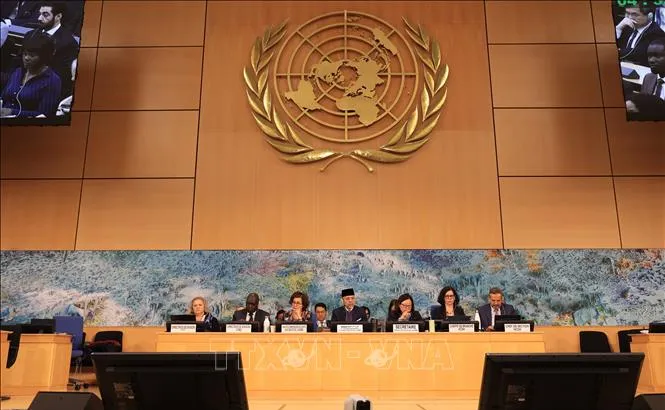 Cuộc thảo luận ngày 25/3/2026 tập trung vào tình hình chiến sự ở khu vực Trung Đông. Ảnh: TTXVN