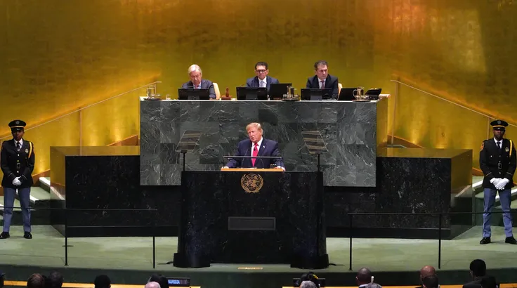 Tổng thống Mỹ Donald Trump phát biểu trước Đại hội đồng LHQ ở New York, ngày 22-9-2026. Ảnh: THX/TTXVN phát