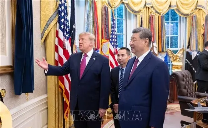 Tổng thống Mỹ Donald Trump tiếp Chủ tịch Trung Quốc Tập Cận Bình tại Nhà Trắng, ngày 24-9. Ảnh: THX/TTXVN phát