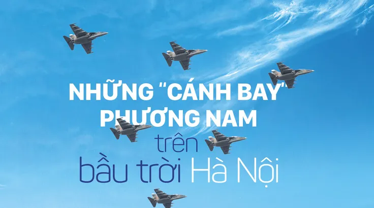 Biên đội 6 máy bay Yak-130 trên bầu trời Hà Nội dịp đại lễ A80. 